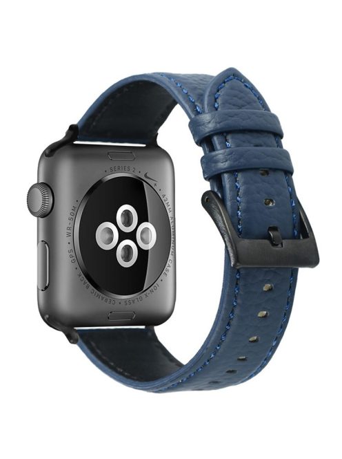 For Apple Watch 10 46mm / Ultra 2 / Ultra 49mm / 9 8 7 45mm / SE (2023) SE (2022) SE 6 5 4 44mm / 3 2 1 42mm Genuine Cow Leather Watch Band - Blue