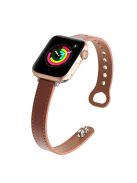 For Apple Watch 10 46mm / Ultra 2 / Ultra 49mm / 9 8 7 45mm / SE (2023) SE (2022) SE 6 5 4 44mm / 3 2 1 42mm Genuine Cow Leather Watch Band - Brown