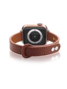 For Apple Watch 10 46mm / Ultra 2 / Ultra 49mm / 9 8 7 45mm / SE (2023) SE (2022) SE 6 5 4 44mm / 3 2 1 42mm Genuine Cow Leather Watch Band - Brown