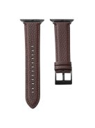 For Apple Watch 10 46mm / Ultra 2 / Ultra 49mm / 9 8 7 45mm / SE (2023) SE (2022) SE 6 5 4 44mm / 3 2 1 42mm Genuine Cow Leather Watch Band - Dark Brown