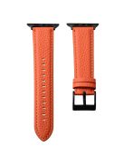 For Apple Watch 10 46mm / Ultra 2 / Ultra 49mm / 9 8 7 45mm / SE (2023) SE (2022) SE 6 5 4 44mm / 3 2 1 42mm Genuine Cow Leather Watch Band - Orange