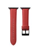 For Apple Watch 10 46mm / Ultra 2 / Ultra 49mm / 9 8 7 45mm / SE (2023) SE (2022) SE 6 5 4 44mm / 3 2 1 42mm Genuine Cow Leather Watch Band - Red