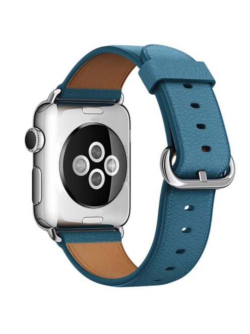 For Apple Watch 10 46mm / Ultra 2 / Ultra 49mm / 9 8 7 45mm / SE (2023) SE (2022) SE 6 5 4 44mm / 3 2 1 42mm Genuine Cow Leather Watch Strap - Cyan