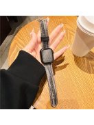 For Apple Watch 10 46mm / Ultra 2 / Ultra 49mm / 9 8 7 45mm / SE (2023) SE (2022) SE 6 5 4 44mm / 3 2 1 42mm Genuine Cow Leather Watch Strap - Denim Black