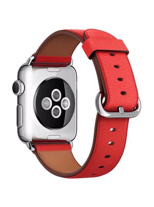 For Apple Watch 10 46mm / Ultra 2 / Ultra 49mm / 9 8 7 45mm / SE (2023) SE (2022) SE 6 5 4 44mm / 3 2 1 42mm Genuine Cow Leather Watch Strap - Red