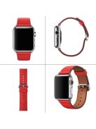 For Apple Watch 10 46mm / Ultra 2 / Ultra 49mm / 9 8 7 45mm / SE (2023) SE (2022) SE 6 5 4 44mm / 3 2 1 42mm Genuine Cow Leather Watch Strap - Red