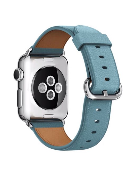 For Apple Watch 10 46mm / Ultra 2 / Ultra 49mm / 9 8 7 45mm / SE (2023) SE (2022) SE 6 5 4 44mm / 3 2 1 42mm Genuine Cow Leather Watch Strap - Sky Blue