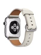 For Apple Watch 10 46mm / Ultra 2 / Ultra 49mm / 9 8 7 45mm / SE (2023) SE (2022) SE 6 5 4 44mm / 3 2 1 42mm Genuine Cow Leather Watch Strap - White