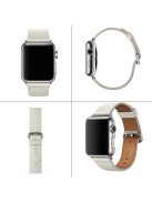 For Apple Watch 10 46mm / Ultra 2 / Ultra 49mm / 9 8 7 45mm / SE (2023) SE (2022) SE 6 5 4 44mm / 3 2 1 42mm Genuine Cow Leather Watch Strap - White