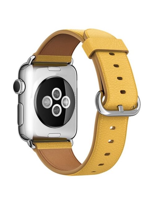 For Apple Watch 10 46mm / Ultra 2 / Ultra 49mm / 9 8 7 45mm / SE (2023) SE (2022) SE 6 5 4 44mm / 3 2 1 42mm Genuine Cow Leather Watch Strap - Yellow