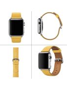 For Apple Watch 10 46mm / Ultra 2 / Ultra 49mm / 9 8 7 45mm / SE (2023) SE (2022) SE 6 5 4 44mm / 3 2 1 42mm Genuine Cow Leather Watch Strap - Yellow