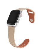 For Apple Watch 10 46mm / Ultra 2 / Ultra 49mm / 9 8 7 45mm / SE (2023) SE (2022) SE 6 5 4 44mm / 3 2 1 42mm Genuine Cow Leather Watchband - Apricot