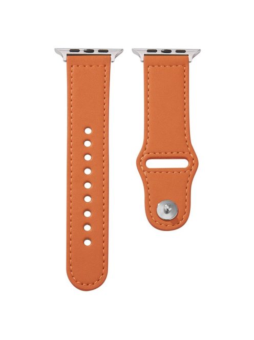 For Apple Watch 10 46mm / Ultra 2 / Ultra 49mm / 9 8 7 45mm / SE (2023) SE (2022) SE 6 5 4 44mm / 3 2 1 42mm Genuine Cow Leather Watchband - Orange