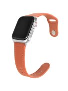 For Apple Watch 10 46mm / Ultra 2 / Ultra 49mm / 9 8 7 45mm / SE (2023) SE (2022) SE 6 5 4 44mm / 3 2 1 42mm Genuine Cow Leather Watchband - Orange