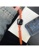 For Apple Watch 10 46mm / Ultra 2 / Ultra 49mm / 9 8 7 45mm / SE (2023) SE (2022) SE 6 5 4 44mm / 3 2 1 42mm Genuine Cow Leather Watchband - Orange