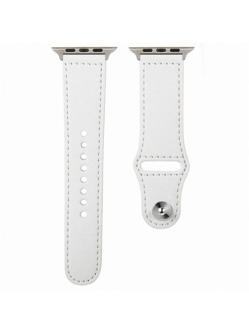 For Apple Watch 10 46mm / Ultra 2 / Ultra 49mm / 9 8 7 45mm / SE (2023) SE (2022) SE 6 5 4 44mm / 3 2 1 42mm Genuine Cow Leather Watchband - White