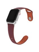 For Apple Watch 10 46mm / Ultra 2 / Ultra 49mm / 9 8 7 45mm / SE (2023) SE (2022) SE 6 5 4 44mm / 3 2 1 42mm Genuine Cow Leather Watchband - Wine Red