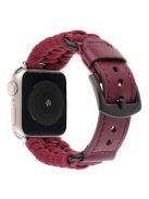 For Apple Watch 10 46mm / Ultra 2 / Ultra 49mm / 9 8 7 45mm / SE (2023) SE (2022) SE 6 5 4 44mm / 3 2 1 42mm Genuine Cow Watch Band  - Wine Red