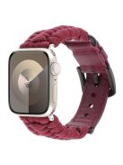 For Apple Watch 10 46mm / Ultra 2 / Ultra 49mm / 9 8 7 45mm / SE (2023) SE (2022) SE 6 5 4 44mm / 3 2 1 42mm Genuine Cow Watch Band  - Wine Red