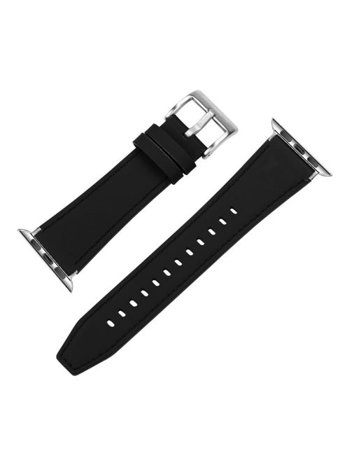 For Apple Watch 10 46mm / Ultra 2 / Ultra 49mm / 9 8 7 45mm / SE (2023) SE (2022) SE 6 5 4 44mm / 3 2 1 42mm Genuine Leather Watch Band - Black