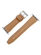 For Apple Watch 10 46mm / Ultra 2 / Ultra 49mm / 9 8 7 45mm / SE (2023) SE (2022) SE 6 5 4 44mm / 3 2 1 42mm Genuine Leather Watch Band - Camel