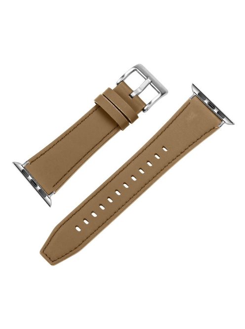 For Apple Watch 10 46mm / Ultra 2 / Ultra 49mm / 9 8 7 45mm / SE (2023) SE (2022) SE 6 5 4 44mm / 3 2 1 42mm Genuine Leather Watch Band - Light Brown