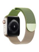 For Apple Watch 10 46mm / Ultra 2 / Ultra 49mm / 9 8 7 45mm / SE (2023) SE (2022) SE 6 5 4 44mm / 3 2 1 42mm Gradient Milanese Strap - Green+Rose Gold