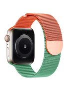 For Apple Watch 10 46mm / Ultra 2 / Ultra 49mm / 9 8 7 45mm / SE (2023) SE (2022) SE 6 5 4 44mm / 3 2 1 42mm Gradient Milanese Strap - Orange+Green