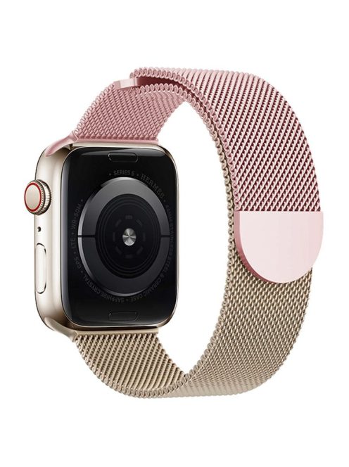 For Apple Watch 10 46mm / Ultra 2 / Ultra 49mm / 9 8 7 45mm / SE (2023) SE (2022) SE 6 5 4 44mm / 3 2 1 42mm Gradient Milanese Strap - Pink+Rose Gold