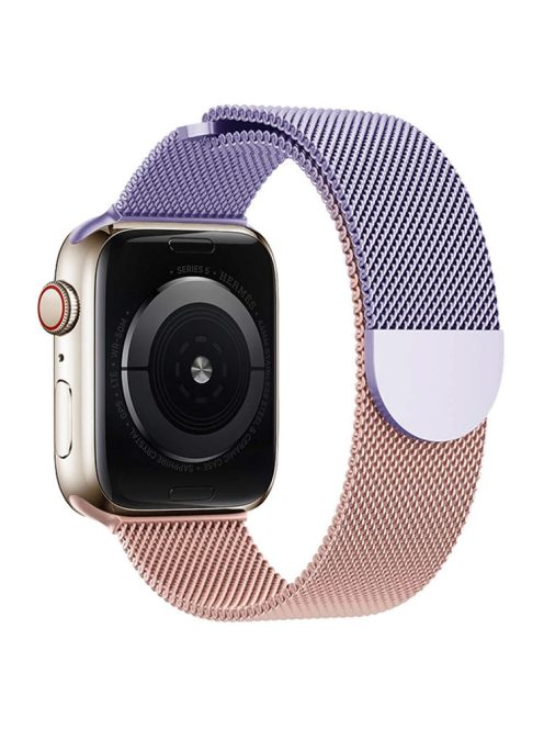 For Apple Watch 10 46mm / Ultra 2 / Ultra 49mm / 9 8 7 45mm / SE (2023) SE (2022) SE 6 5 4 44mm / 3 2 1 42mm Gradient Milanese Strap - Purple+Pink