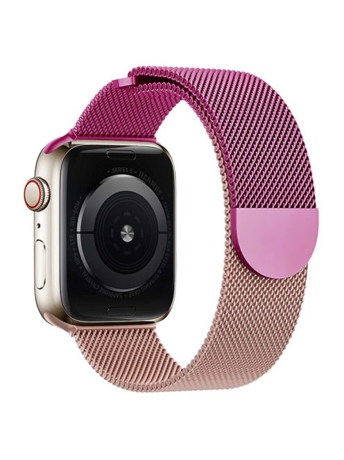 For Apple Watch 10 46mm / Ultra 2 / Ultra 49mm / 9 8 7 45mm / SE (2023) SE (2022) SE 6 5 4 44mm / 3 2 1 42mm Gradient Milanese Strap - Purple+Rose Pink