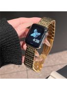 For Apple Watch 10 46mm / Ultra 2 / Ultra 49mm / 9 8 7 45mm / SE (2023) SE (2022) SE 6 5 4 44mm / 3 2 1 42mm Grid Design Stainless Steel Band - Gold