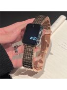 For Apple Watch 10 46mm / Ultra 2 / Ultra 49mm / 9 8 7 45mm / SE (2023) SE (2022) SE 6 5 4 44mm / 3 2 1 42mm Grid Design Stainless Steel Band - Rose Gold