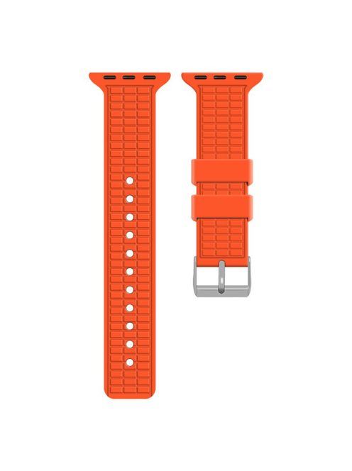 For Apple Watch 10 46mm / Ultra 2 / Ultra 49mm / 9 8 7 45mm / SE (2023) SE (2022) SE 6 5 4 44mm / 3 2 1 42mm Grid Silicone Strap - Orange