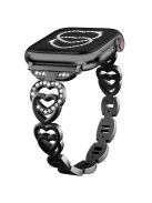 For Apple Watch 10 46mm / Ultra 2 / Ultra 49mm / 9 8 7 45mm / SE (2023) SE (2022) SE 6 5 4 44mm / 3 2 1 42mm Heart Design Zinc Alloy Watch Strap - Black