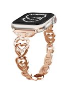 For Apple Watch 10 46mm / Ultra 2 / Ultra 49mm / 9 8 7 45mm / SE (2023) SE (2022) SE 6 5 4 44mm / 3 2 1 42mm Heart Design Zinc Alloy Watch Strap - Rose Gold