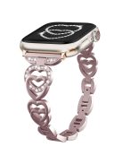 For Apple Watch 10 46mm / Ultra 2 / Ultra 49mm / 9 8 7 45mm / SE (2023) SE (2022) SE 6 5 4 44mm / 3 2 1 42mm Heart Design Zinc Alloy Watch Strap - Rose Pink