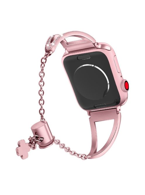 For Apple Watch 10 46mm / Ultra 2 / Ultra 49mm / 9 8 7 45mm / SE (2023) SE (2022) SE 6 5 4 44mm / 3 2 1 42mm Hollow Triangle Slider Bracelet - Rose Pink