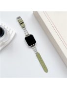 For Apple Watch 10 46mm / Ultra 2 / Ultra 49mm / 9 8 7 45mm / SE (2023) SE (2022) SE 6 5 4 44mm / 3 2 1 42mm Jade Bead Leather Watchband - Green