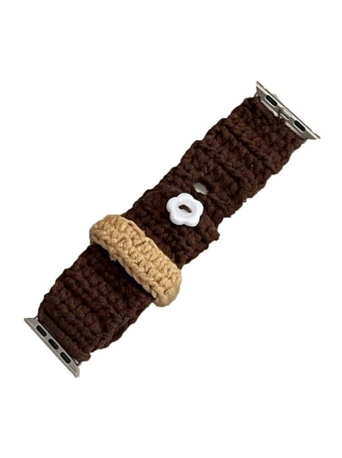 For Apple Watch 10 46mm / Ultra 2 / Ultra 49mm / 9 8 7 45mm / SE (2023) SE (2022) SE 6 5 4 44mm / 3 2 1 42mm Knitting Bracelet Strap - Brown