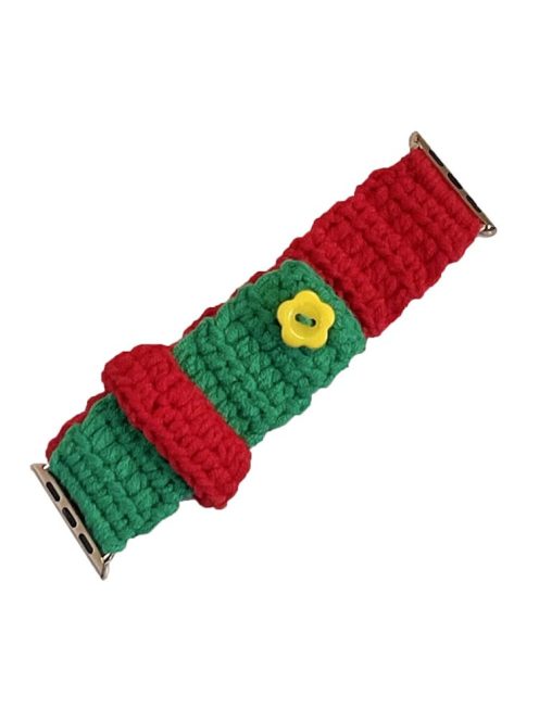 For Apple Watch 10 46mm / Ultra 2 / Ultra 49mm / 9 8 7 45mm / SE (2023) SE (2022) SE 6 5 4 44mm / 3 2 1 42mm Knitting Bracelet Strap - Red+Green