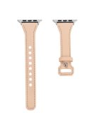 For Apple Watch 10 46mm / Ultra 2 / Ultra 49mm / 9 8 7 45mm / SE (2023) SE (2022) SE 6 5 4 44mm / 3 2 1 42mm Leather Bands Watch Strap - Apricot