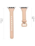 For Apple Watch 10 46mm / Ultra 2 / Ultra 49mm / 9 8 7 45mm / SE (2023) SE (2022) SE 6 5 4 44mm / 3 2 1 42mm Leather Bands Watch Strap - Apricot