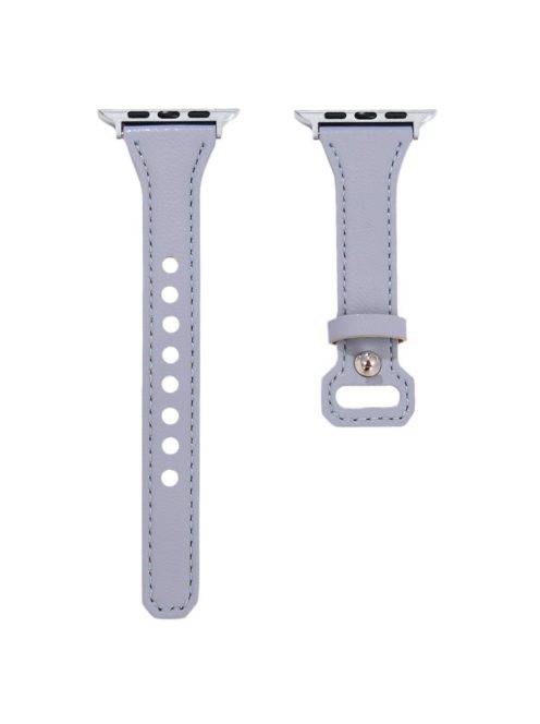 For Apple Watch 10 46mm / Ultra 2 / Ultra 49mm / 9 8 7 45mm / SE (2023) SE (2022) SE 6 5 4 44mm / 3 2 1 42mm Leather Bands Watch Strap - Baby Blue