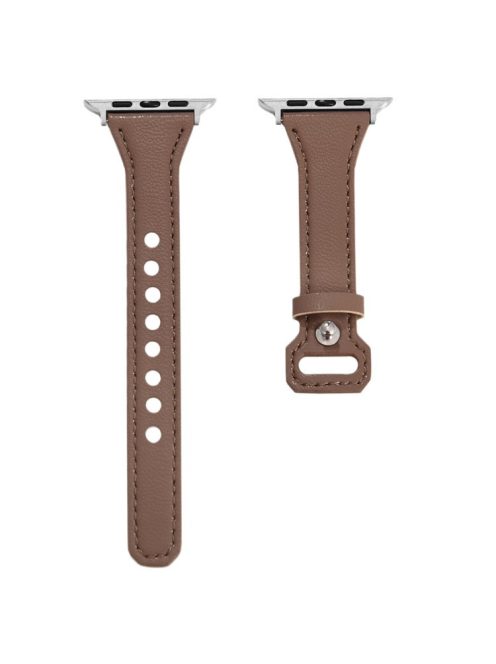 For Apple Watch 10 46mm / Ultra 2 / Ultra 49mm / 9 8 7 45mm / SE (2023) SE (2022) SE 6 5 4 44mm / 3 2 1 42mm Leather Bands Watch Strap - Brown