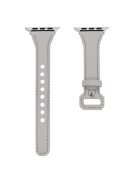 For Apple Watch 10 46mm / Ultra 2 / Ultra 49mm / 9 8 7 45mm / SE (2023) SE (2022) SE 6 5 4 44mm / 3 2 1 42mm Leather Bands Watch Strap - Light Grey