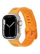 For Apple Watch 10 46mm / Ultra 2 / Ultra 49mm / 9 8 7 45mm / SE (2023) SE (2022) SE 6 5 4 44mm / 3 2 1 42mm Leather Coated Silicone Strap - Orange