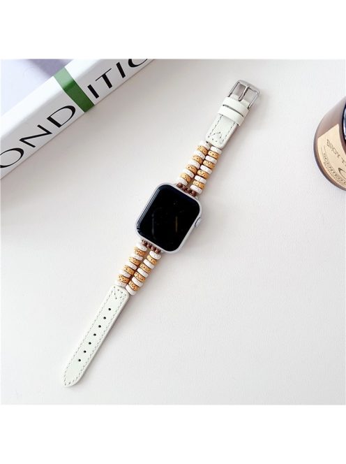 For Apple Watch 10 46mm / Ultra 2 / Ultra 49mm / 9 8 7 45mm / SE (2023) SE (2022) SE 6 5 4 44mm / 3 2 1 42mm Leather Strap - White