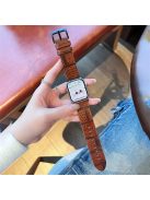 For Apple Watch 10 46mm / Ultra 2 / Ultra 49mm / 9 8 7 45mm / SE (2023) SE (2022) SE 6 5 4 44mm / 3 2 1 42mm Leather Strap Crocodile Texture - Brown