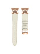 For Apple Watch 10 46mm / Ultra 2 / Ultra 49mm / 9 8 7 45mm / SE (2023) SE (2022) SE 6 5 4 44mm / 3 2 1 42mm Leather Strap with Rose Gold Buckle - Apricot